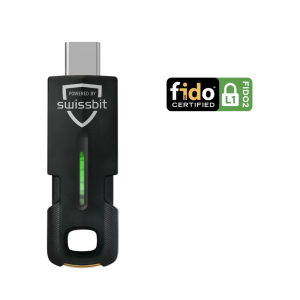 Swissbit ishield Key 2 with Fido2 functionality with logos