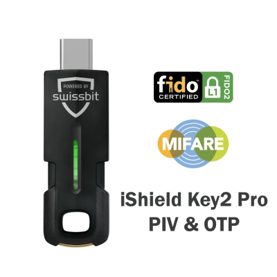 Swissbit iShield Key2 PRO + MIFARE DESFire EV3 (PIV, FIDO2, OTP, physical access,...)